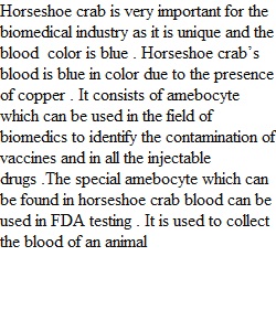 Week 7 Journal Horseshoe Crab Blood